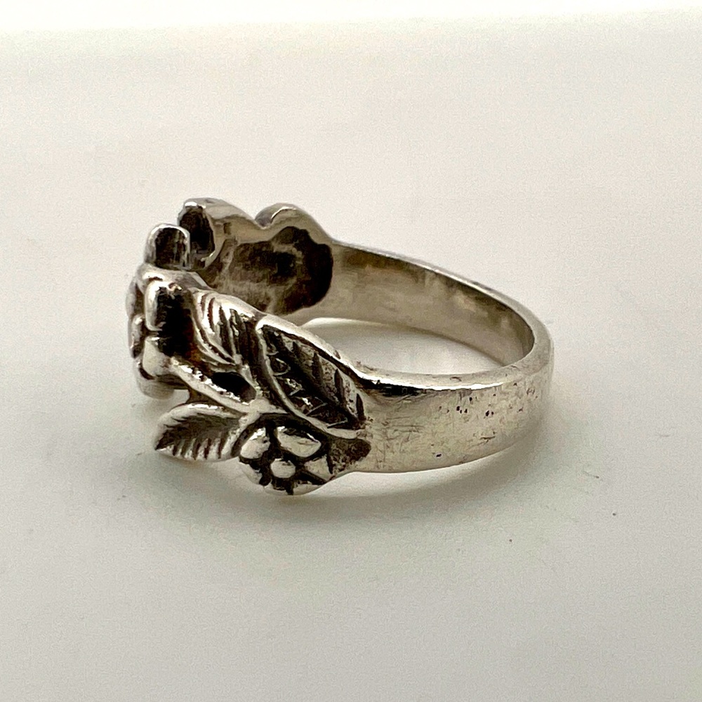 Floral 925 Sterling Silver Ring - Sz 5.75 - Picture 3 of 7